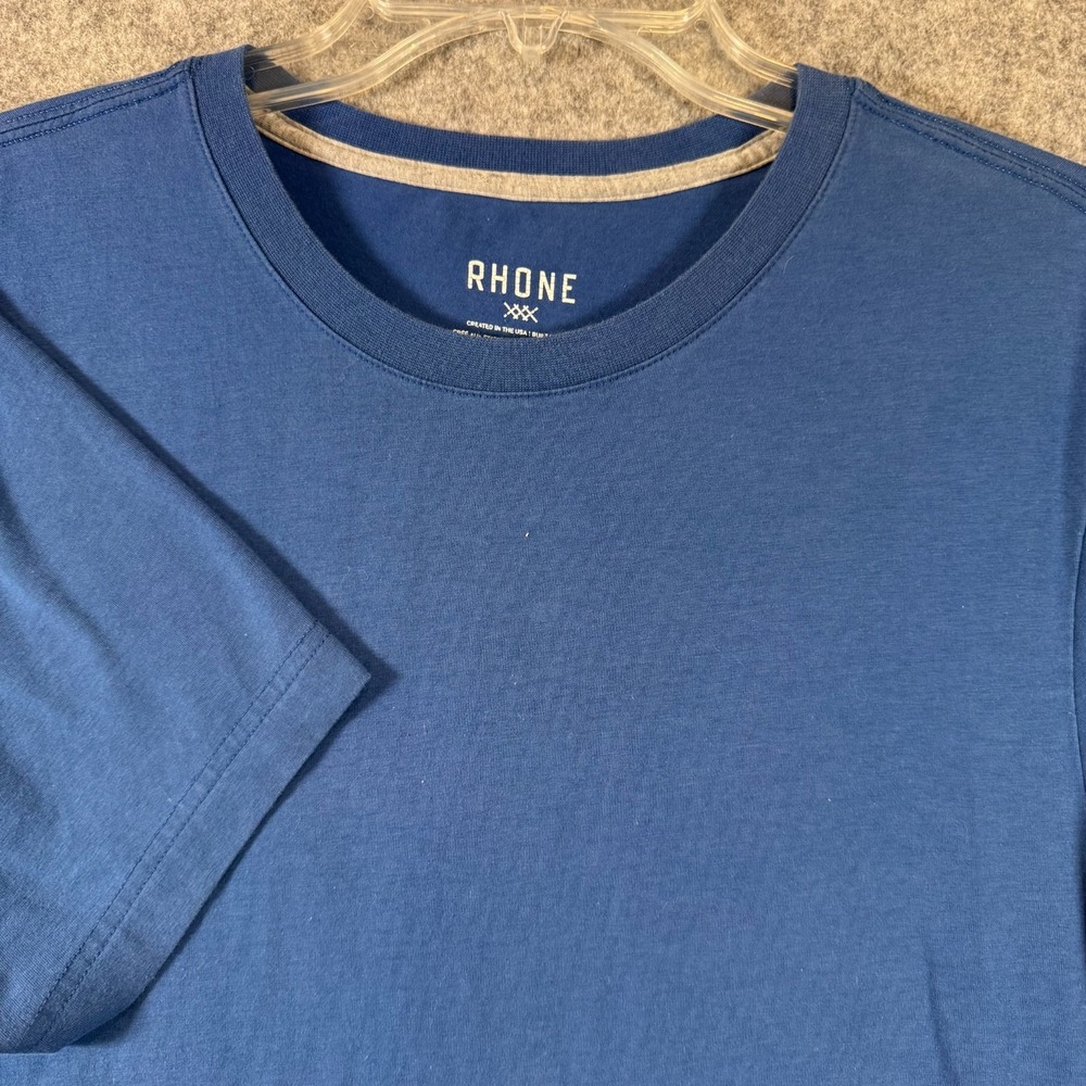 Rhone Element Tee Mens Large L Organic Pima Cotton Stretch Blue Short Sleeve